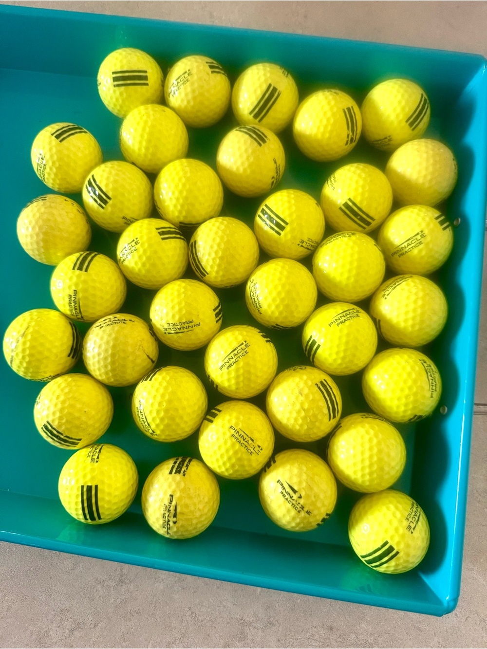 Lot Of 36 Neon Yellow Pinnacle Practice Range Golf Balls Used High-visibility